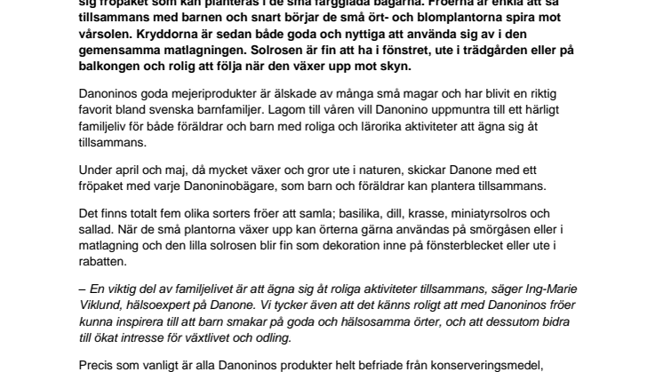 Möt våren med gröna fingrar! Odla goda kryddor och vackra blommor tillsammans med Danonino