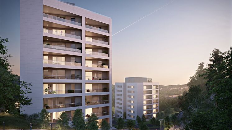 HSB brf Rosendahl i Kvarnbyterrassen Mölndal. Skissbild: HSB
