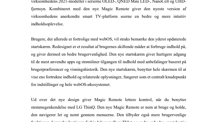  LG’s nye webOS 6.0 smart TV-platform er udviklet efter, hvordan brugerne forbruger indhold