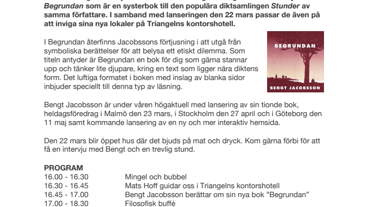 Pressinbjudan till boklansering och föredrag av Bengt Jacobsson