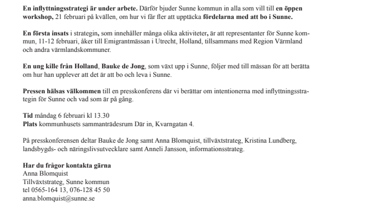 Sunne satsar på inflyttning