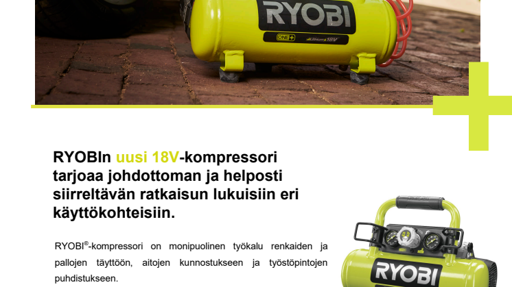 Ryobin® uusi 18V kompressori