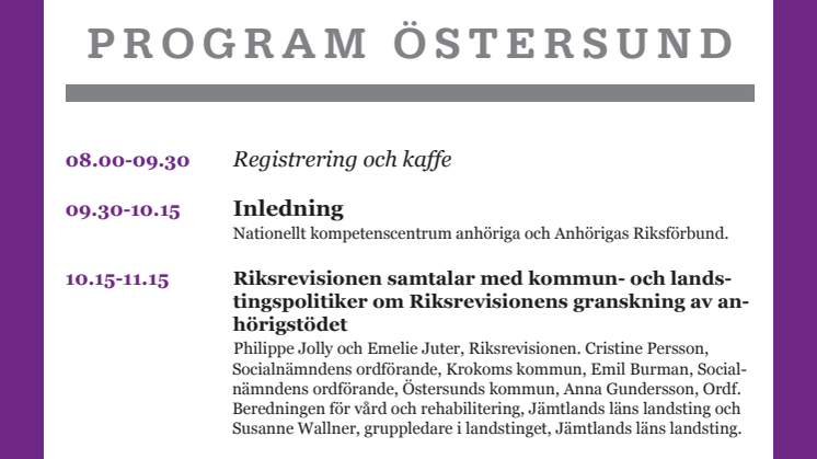 Pressinbjudan till mötesdag om anhörigfrågor i Östersund