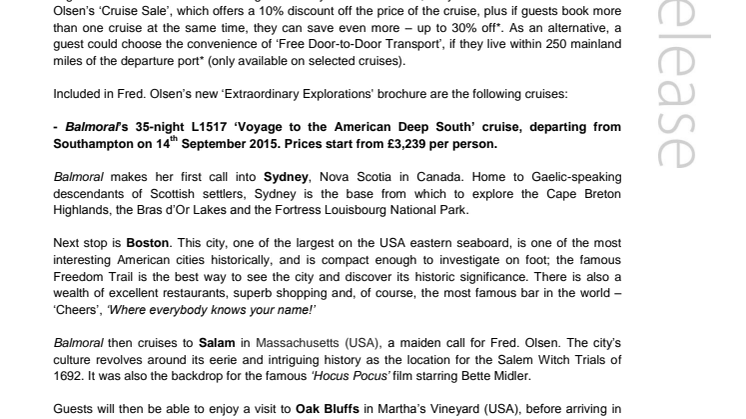 Venture further, for longer with Fred. Olsen Cruise Lines ‘Extraordinary Explorations’ 