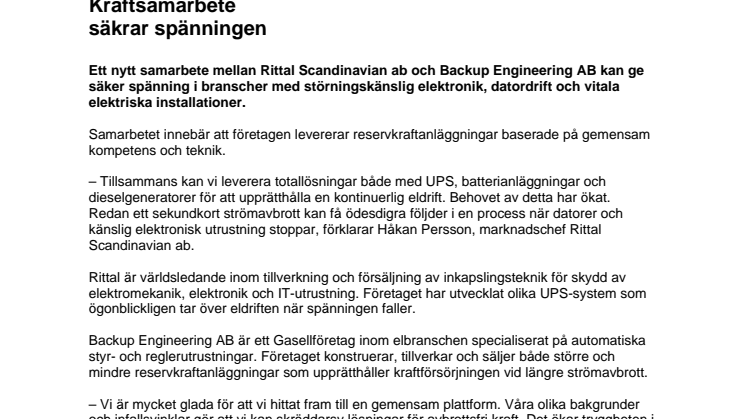 Kraftsamarbete säkrar spänningen