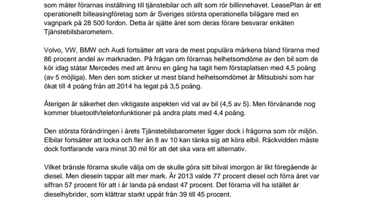 Tjänstebilsförarna har svarat – partiet som driver frågan om att minska bilarnas miljöpåverkan bäst är….