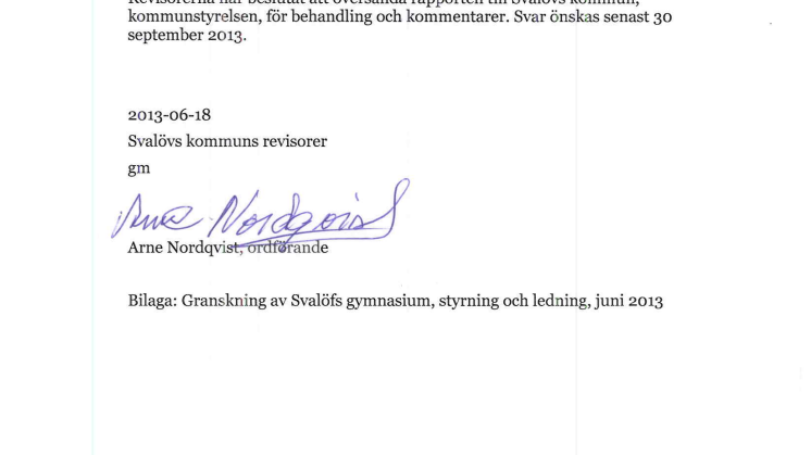 Granskningsrapport av Svalöfs gymnasium
