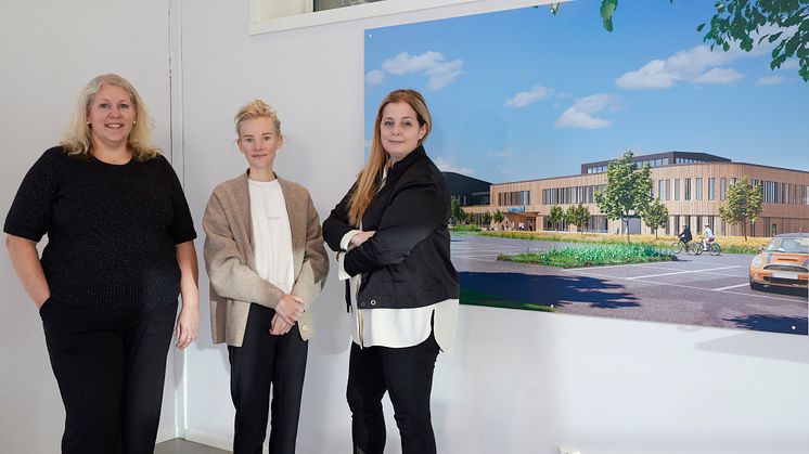 Linda Nilsson, projektledare Permobil, Karin Jönsson-Loo, projektchef Vectura, Camilla Andersson, hållbarhetschef Permobil.