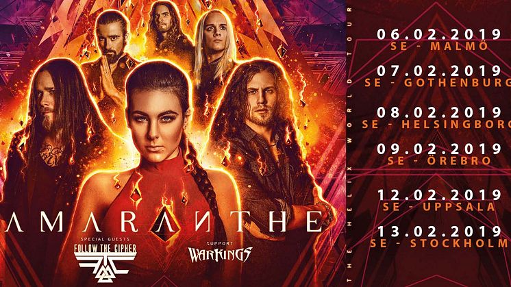 AMARANTHE TAR SIN VÄRLDSTURNÉ TILL SVERIGE I FEBRUARI