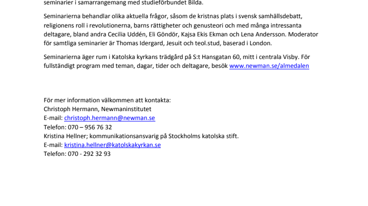 Newmaninstitutet och Bilda i Almedalen