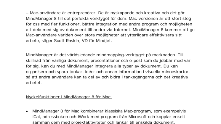 Mindjet lanserar MindManager 8 för Mac