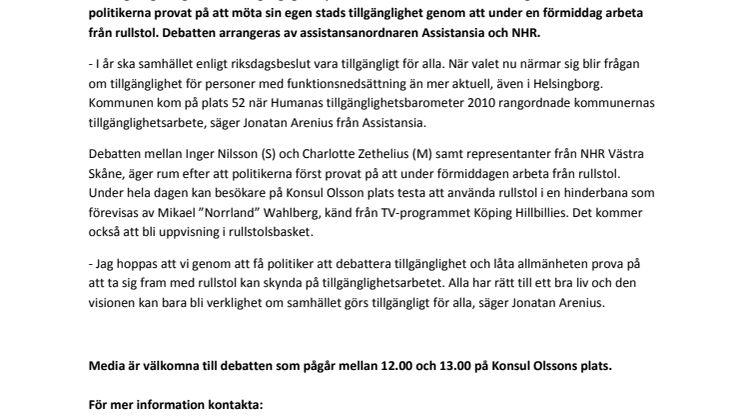 Tillgänglighet ska bli valfråga i Helsingborg