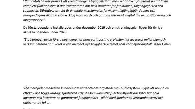 Malmö Stad inför trygghetslarmsystem från Viser