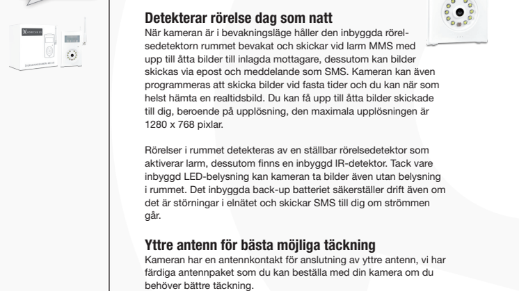 HomeCam B3 övervakningskamera broschyr