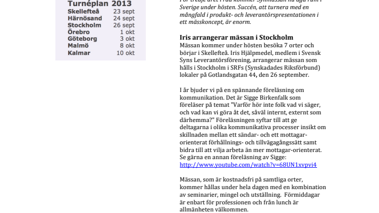Synmässan -dags för Sveriges största mässa för synhjälpmedel