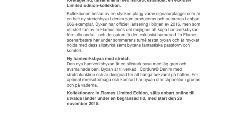 BLÅKLÄDER LANSERAR EN  LIMITED EDITION-KOLLEKTION TILLSAMMANS MED IN FLAMES 
