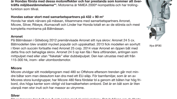 Honda premiärvisar nya BF80 och BF100 på Göteborgs båtmässa den 31/1*!