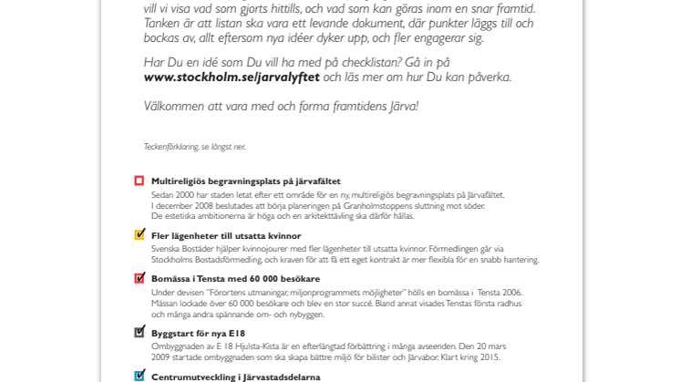 Checklista: 100 punkter för ett bättre Järva