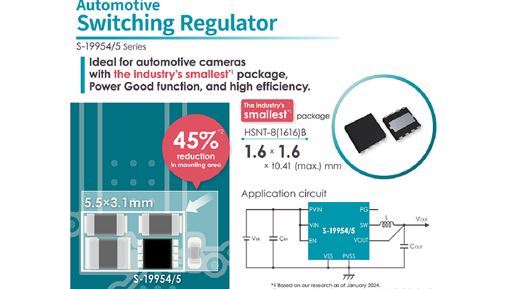 ABLIC Launches the S-19954/5 Series of Automotive Step-down Switching Regulators Operating at 5.5V and with a 1A Output in the Industry’s Smallest Package