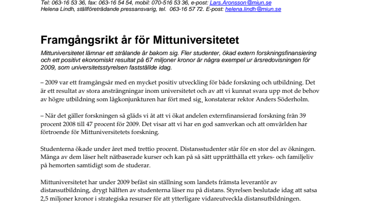 Framgångsrikt år för Mittuniversitetet