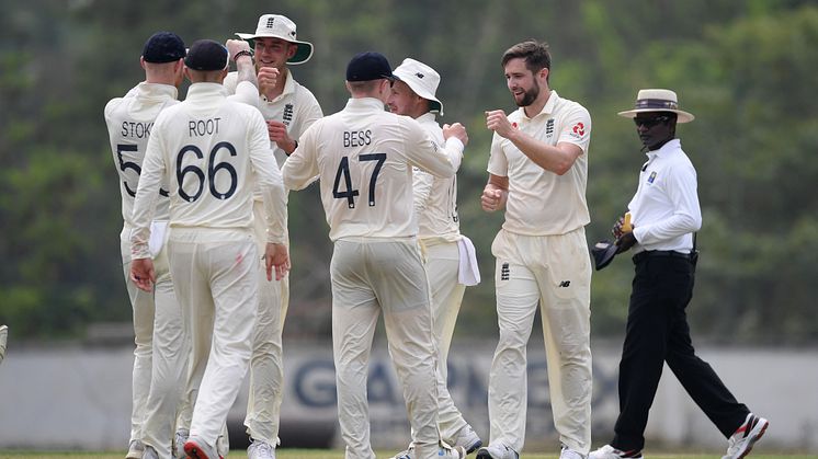 England Test team fist pump after celebrating taking a wicket in Sri Lanka (Getty Images)
