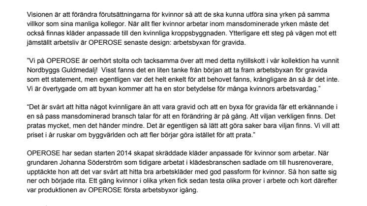 Arbetsbyxan för gravida ger lika villkor och bättre passform