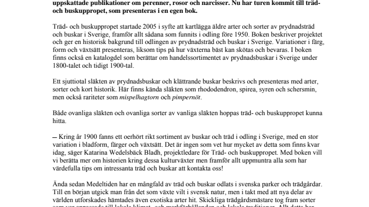 Träd- och buskuppropet i ny bok