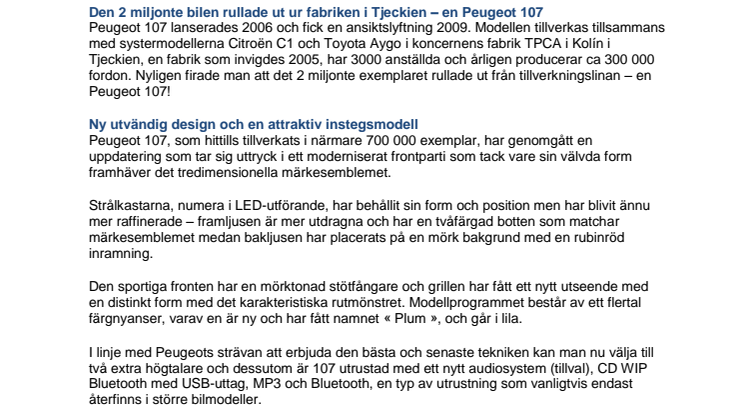 Sverigepremiär för nya, tuffa Peugeot 107!
