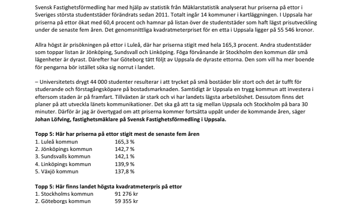 Mäklare i Uppsala: ”Tufft för studenter på bostadsmarknaden” 