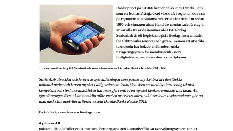 SenionLab är Östergötlands mest lovande företag 2012