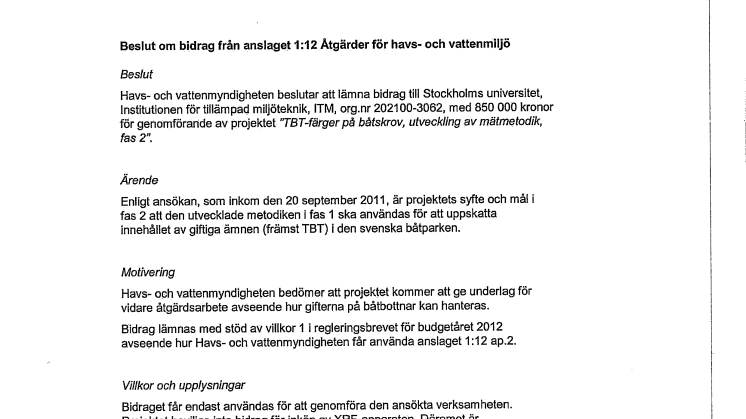 Beslut TBT-färger på båtskrov