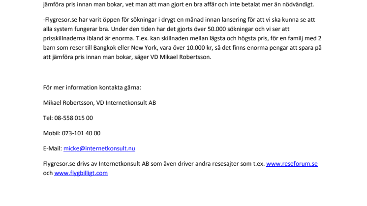 Ny internettjänst hjälper flygresenärer spara pengar