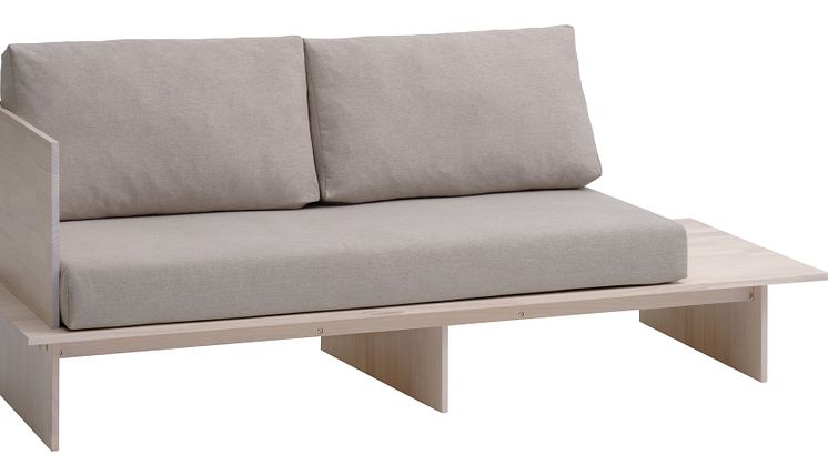 Diván cama SOLLERUP pino macizotela gris claro
