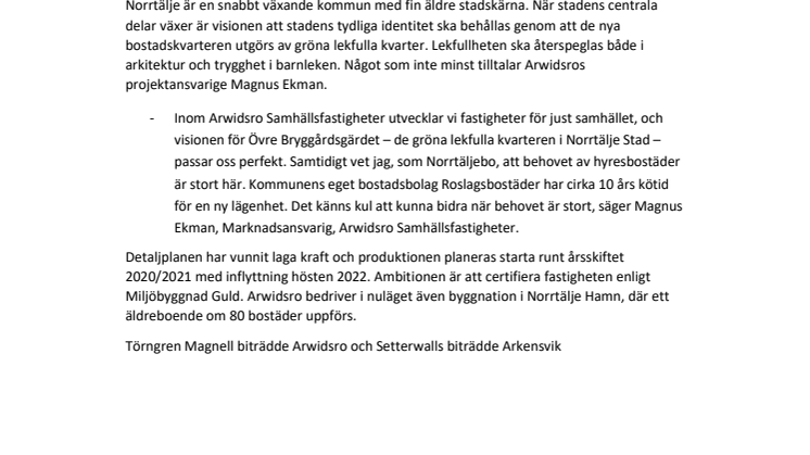 Arwidsro bygger hyresbostäder i Norrtälje