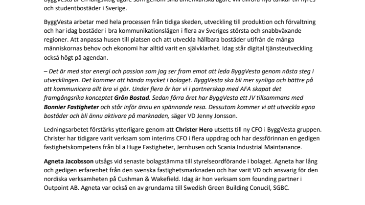 Ny ledningstrio i ByggVesta – Jenny Jonsson tar över som VD
