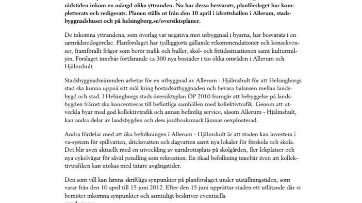 Allerum - Hjälmshult, ändring av Helsingborgs översiktsplan