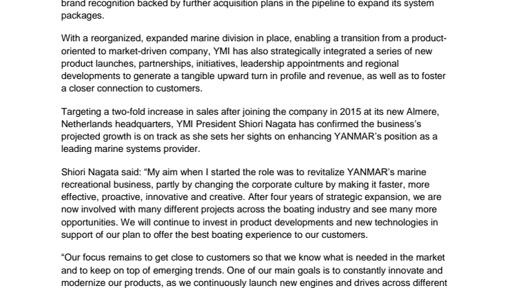 YANMAR Transforms Recreational Marine Business