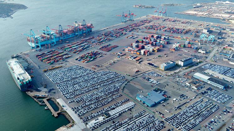 Bil- och containerterminalerna i Göteborgs hamn. Bild: Göteborgs Hamn AB.