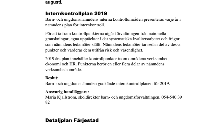 Kort från barn- och ungdomsnämnden  