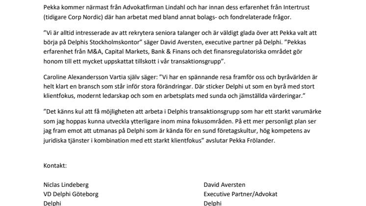 Advokatfirman Delphi fortsätter att växa med seniora rekryteringar