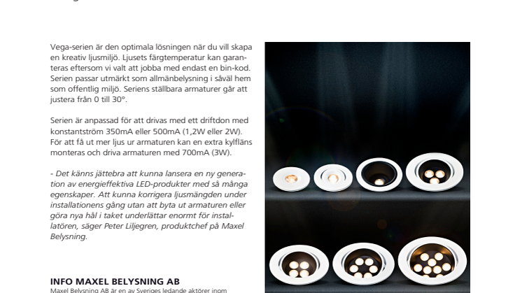 Maxel lanserar energieffektiv LED-serie