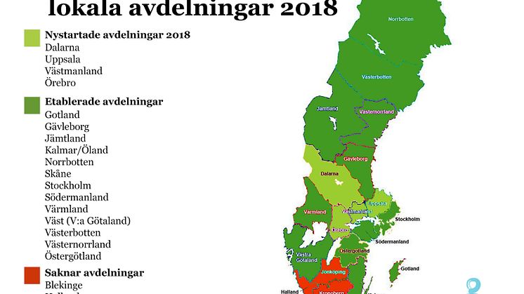 Föreningen växer - fyra nya avdelningar under 2018!