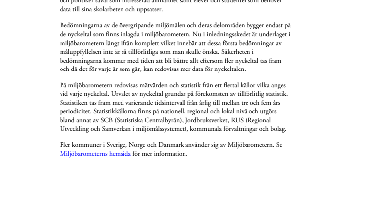 Bakgrundsinformation om Miljöbarometern