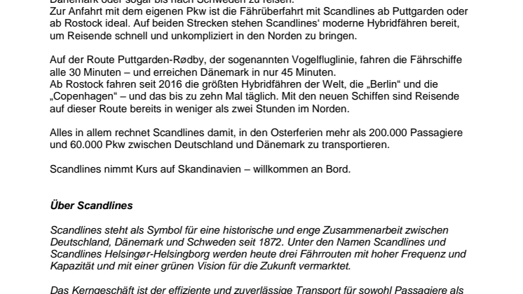Scandlines bereit für Oster-Reisewelle