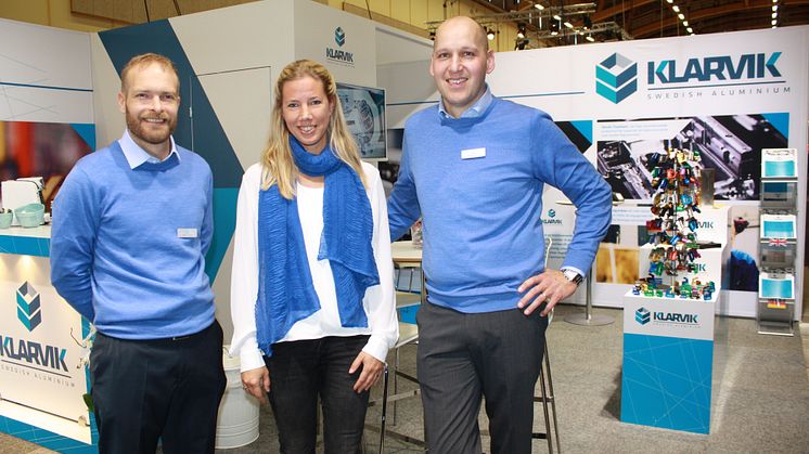At Elmia Subcontractor Klarvik is presenting its new 3D drawing solution. The company is represented at the fair by production manager Fredrik Karlsson, finance officer Malin Karlsson, and CEO Jerker Blomqvist.