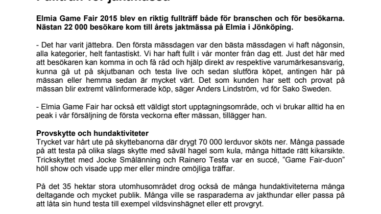 Fullträff för jaktmässa