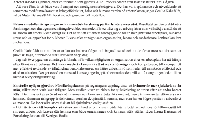 Sunne kommun på väg att bli ”balansa-märkt”