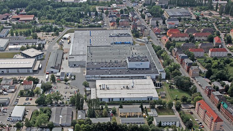 Aerial shot of the Johnson Controls battery plant in Zwickau