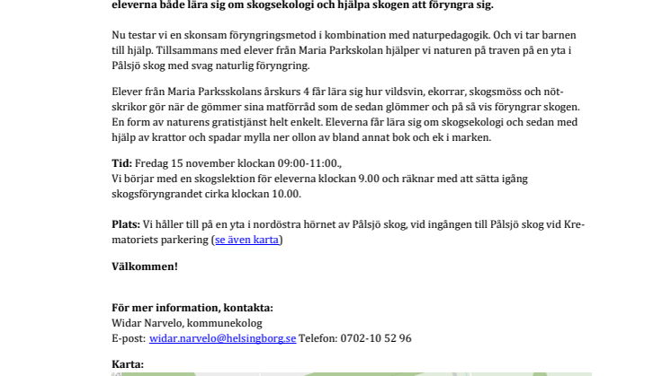 Pressinbjudan: Elever föryngrar skog genom att härma glömska vildsvin, ekorrar och möss