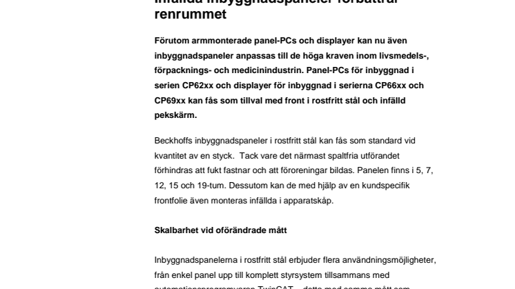 Panel-PCs och displayer i rostfritt stål från Beckhoff